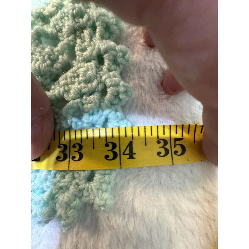 Vintage Aqua Hand Crocheted Soft Knitted Baby Blanket Throw Afghan Unisex 34x44